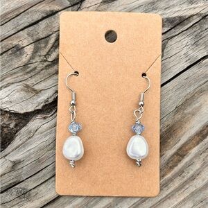 Handmade blue and white earrings